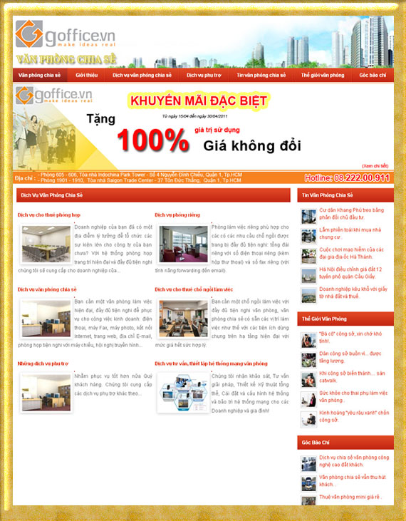 Dịch vụ văn phòng chia sẻ – Giới thiệu website hay