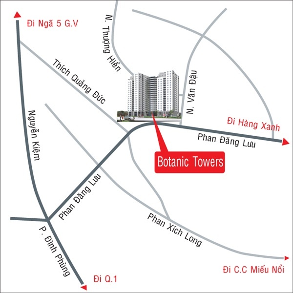 Khu căn hộ  Botanic Towers tọa  lạc tại vị trí đẹp tại quận Phú Nhuận