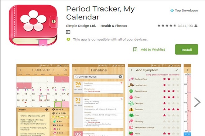 Period Tracker My Calendar là ứng dụng hỗ trợ quản lý chu kì kinh nguyệt hiệu quả - Ảnh Internet